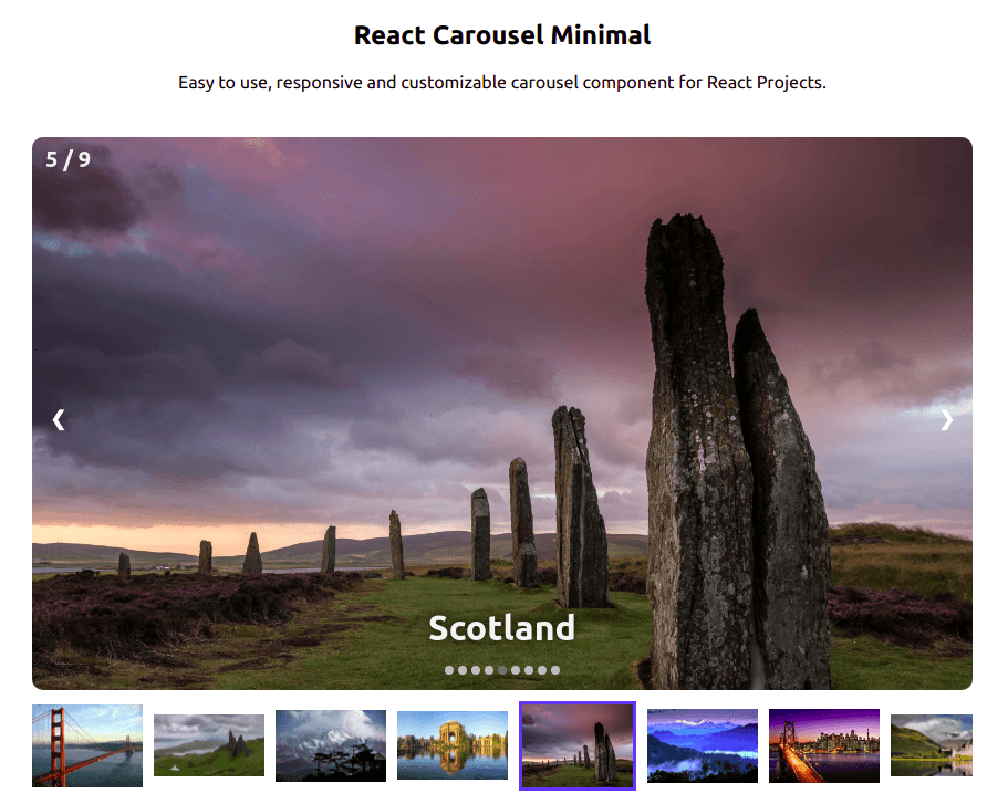 React Carousel Minimal screenshot